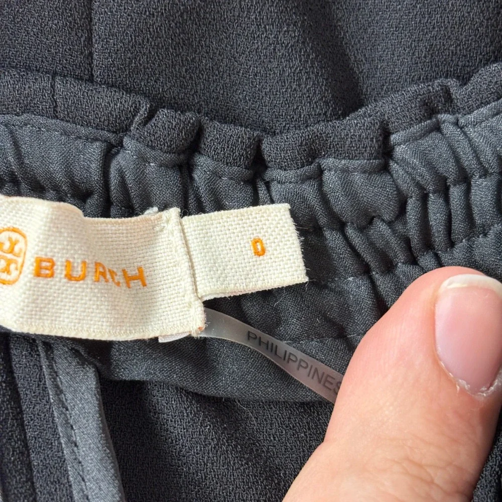 Tory Burch Women Pants Sz 0 Cream Black Rowing Stripe Colorblock Elastic Waist